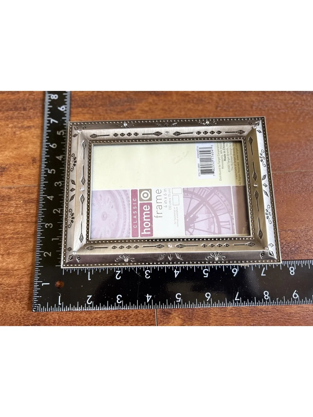 Classic Home 4x6 Inch Decorative Photo Frame with Embossed Metal Finish